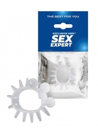 Эластичное эрекционное кольцо с шариками и лучами - Sex Expert - в Волгодонске купить с доставкой