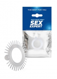 Эластичное эрекционное кольцо с шипиками и шариком - Sex Expert - в Волгодонске купить с доставкой