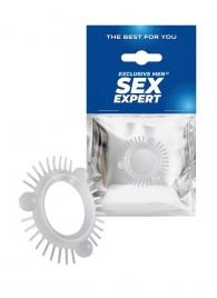 Эластичное эрекционное кольцо с 3 шариками и шипами - Sex Expert - в Волгодонске купить с доставкой
