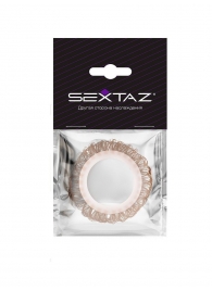 Эрекционное кольцо с бежевыми «ресничками» - Sextaz - в Волгодонске купить с доставкой