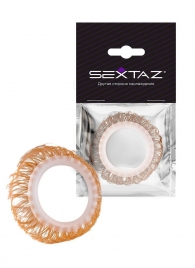 Эрекционное кольцо с бежевыми «ресничками» - Sextaz - в Волгодонске купить с доставкой