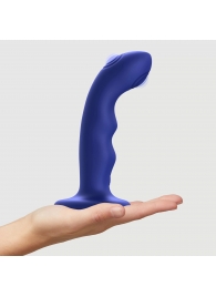 Синяя насадка-стимулятор Strap-On-Me Tapping Dildo Wave - Strap-on-me - купить с доставкой в Волгодонске