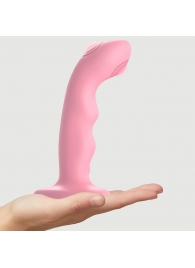 Розовая насадка-стимулятор Strap-On-Me Tapping Dildo Wave - Strap-on-me - купить с доставкой в Волгодонске