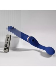 Синий безремневой страпон Multi Orgasm Bendable Strap-On size L с клиторальной стимуляцией - Strap-on-me - купить с доставкой в Волгодонске