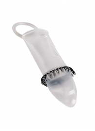 Закрытая насадка на пенис с подхватом мошонки и стимулирующими «ресничками» - Sextaz - в Волгодонске купить с доставкой