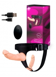Женский страпон с 2 насадками, вибрацией и пультом ДУ - Erowoman-Eroman - купить с доставкой в Волгодонске