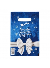 Сине-белый подарочный новогодний пакет с вырубной ручкой (20х30 см) - Сима-Ленд - купить с доставкой в Волгодонске