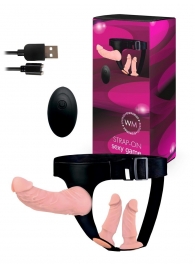 Женский страпон с 3 насадками и вибрацией - Erowoman-Eroman - купить с доставкой в Волгодонске