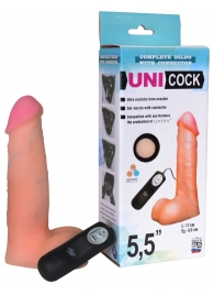 Фаллическая насадка Харнесс UNICOCK 5,5  с вибрацией - 17 см. - LOVETOY (А-Полимер) - купить с доставкой в Волгодонске