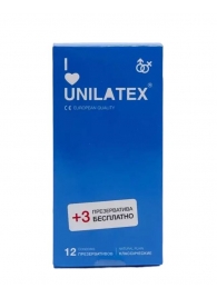 Классические презервативы Unilatex Natural Plain - 12 шт. + 3 шт. в подарок - Unilatex - купить с доставкой в Волгодонске