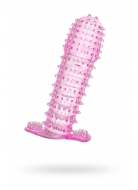 Гелевая розовая насадка с шипами - 12 см. - Toyfa Basic - в Волгодонске купить с доставкой