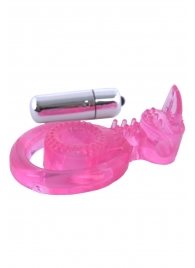 Розовая вибронасадка со стимулятор клитора   Язычок - Toyfa Basic - в Волгодонске купить с доставкой