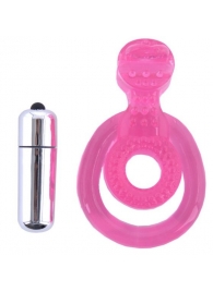 Розовая вибронасадка со стимулятор клитора   Язычок - Toyfa Basic - в Волгодонске купить с доставкой