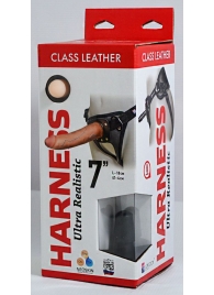 Насадка-фаллоимитатор на кожаных трусиках Harness Ultra Realistic 7  - 18 см. - LOVETOY (А-Полимер) - купить с доставкой в Волгодонске