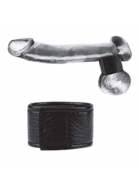 Чёрная утяжка на мошонку 1  Velcro Ball Stretcher - BlueLine - купить с доставкой в Волгодонске