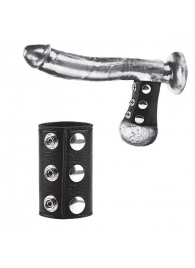 Чёрная утяжка на кнопках 100% PVC STRAP WITH METAL SNAP - BlueLine - купить с доставкой в Волгодонске