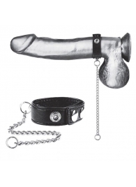 Утяжка на пенис с поводком Snap Cock Ring With 12  Leash - BlueLine - купить с доставкой в Волгодонске