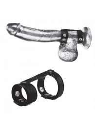 Утяжка на пенис с клёпками Duo Snap Cock And Ball Ring - BlueLine - купить с доставкой в Волгодонске