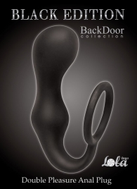 Чёрное эрекционное кольцо с анальной пробкой Double Pleasure Anal Plug - Lola Games - в Волгодонске купить с доставкой