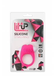 Розовое эрекционное кольцо с щеточкой LIT-UP SILICONE STIMU RING 5 - Dream Toys - в Волгодонске купить с доставкой