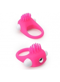 Розовое эрекционное кольцо с щеточкой LIT-UP SILICONE STIMU RING 5 - Dream Toys - в Волгодонске купить с доставкой