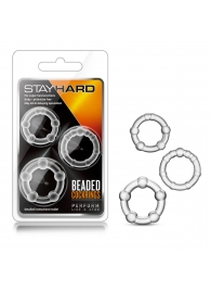 Набор из 3 прозрачных эрекционных колец Stay Hard Beaded Cockrings - Blush Novelties - в Волгодонске купить с доставкой
