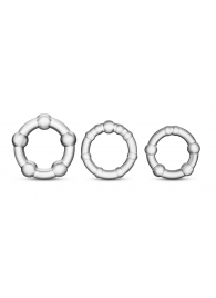 Набор из 3 прозрачных эрекционных колец Stay Hard Beaded Cockrings - Blush Novelties - в Волгодонске купить с доставкой