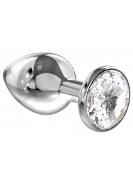 Большая серебристая анальная пробка Diamond Clear Sparkle Large с прозрачным кристаллом - 8 см. - Lola Games - купить с доставкой в Волгодонске