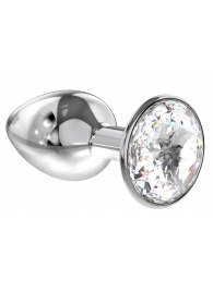 Малая серебристая анальная пробка Diamond Clear Sparkle Small с прозрачным кристаллом - 7 см. - Lola Games - купить с доставкой в Волгодонске