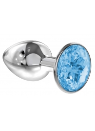 Малая серебристая анальная пробка Diamond Light blue Sparkle Small с голубым кристаллом - 7 см. - Lola Games - купить с доставкой в Волгодонске
