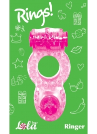 Розовое эрекционное кольцо с вибрацией Rings Ringer - Lola Games - в Волгодонске купить с доставкой