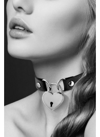 Черный чокер с замком в форме сердца - Bijoux Pour Toi - купить с доставкой в Волгодонске