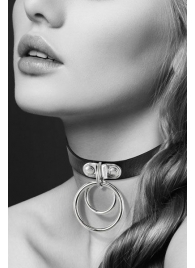 Черный чокер с двумя кольцами - Bijoux Pour Toi - купить с доставкой в Волгодонске