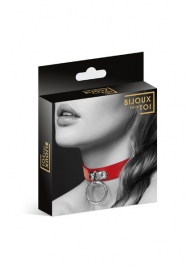 Красный узенький чокер с кольцом - Bijoux Pour Toi - купить с доставкой в Волгодонске