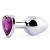 Серебристая анальная пробка с фиолетовым кристаллом-сердечком - 8 см. - Anal Jewelry Plug - купить с доставкой в Волгодонске