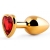 Золотистая анальная пробка с красным стразом-сердечком - 8 см. - Anal Jewelry Plug - купить с доставкой в Волгодонске