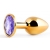Золотистая анальная пробка с фиолетовым стразом - 7,2 см. - Anal Jewelry Plug - купить с доставкой в Волгодонске