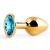 Золотистая анальная пробка с голубым стразом - 7,2 см. - Anal Jewelry Plug - купить с доставкой в Волгодонске