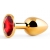 Золотистая анальная пробка с красным стразом - 7,2 см. - Anal Jewelry Plug - купить с доставкой в Волгодонске