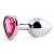 Серебристая анальная пробка с розовым кристаллом-сердечком - 7 см. - Anal Jewelry Plug - купить с доставкой в Волгодонске