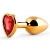 Золотистая анальная пробка с красным стразом-сердечком - 7 см. - Anal Jewelry Plug - купить с доставкой в Волгодонске