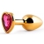 Золотистая анальная пробка с малиновым кристаллом-сердечком - 7 см. - Anal Jewelry Plug - купить с доставкой в Волгодонске