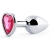 Серебристая анальная пробка с малиновым кристаллом-сердечком - 7 см. - Anal Jewelry Plug - купить с доставкой в Волгодонске