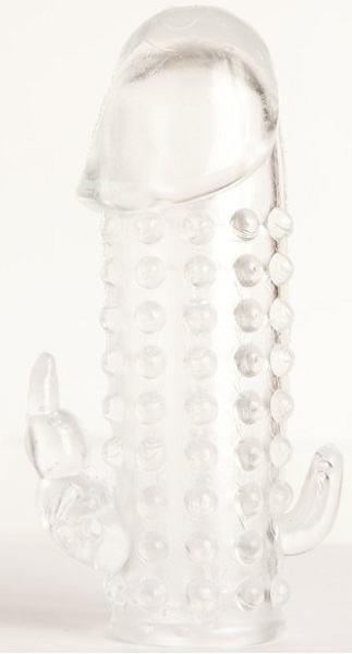 Гелевая прозрачная насадка с 2 отростками - 13 см. - Toyfa Basic - в Волгодонске купить с доставкой