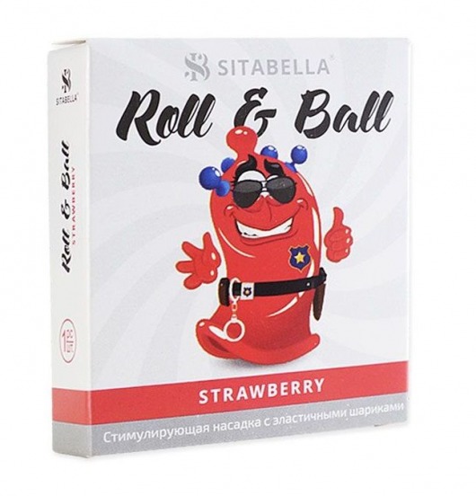 Стимулирующий презерватив-насадка Roll   Ball Strawberry - Sitabella - купить с доставкой в Волгодонске