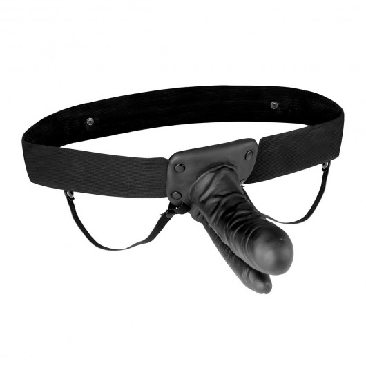 Полый страпон с двумя отростками и вибрацией Unisex Vibrating Hollow Strap-On Double Penetrating Dildo - 17,8 см. - Lux Fetish - купить с доставкой в Волгодонске