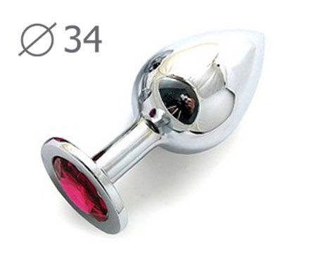 Коническая серебристая анальная втулка с малиновым кристаллом - 8,2 см. - Anal Jewelry Plug - купить с доставкой в Волгодонске