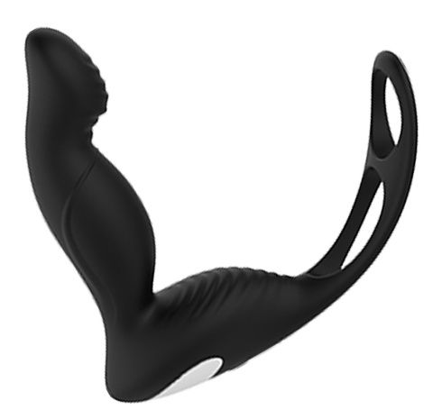 Черный вибромассажер простаты P-PLEASER W ERECTION ENHANCE - Dream Toys - в Волгодонске купить с доставкой
