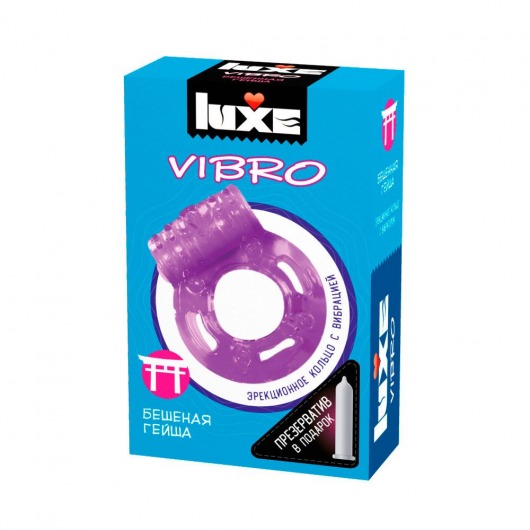 Фиолетовое эрекционное виброкольцо Luxe VIBRO  Бешеная гейша  + презерватив - Luxe - в Волгодонске купить с доставкой