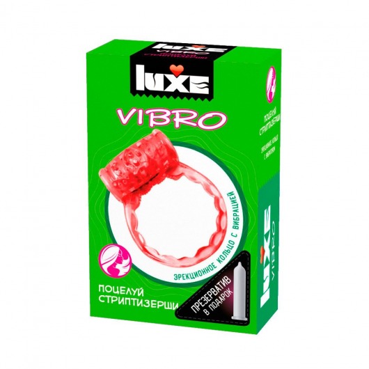 Розовое эрекционное виброкольцо Luxe VIBRO  Поцелуй стриптизёрши  + презерватив - Luxe - в Волгодонске купить с доставкой